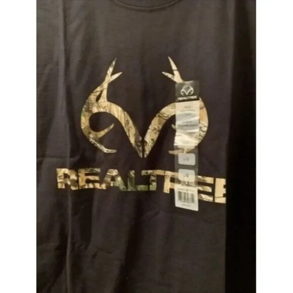 Realtree Men's Medium Short Sleeve Tee Shirt Black Camo T-Shirt